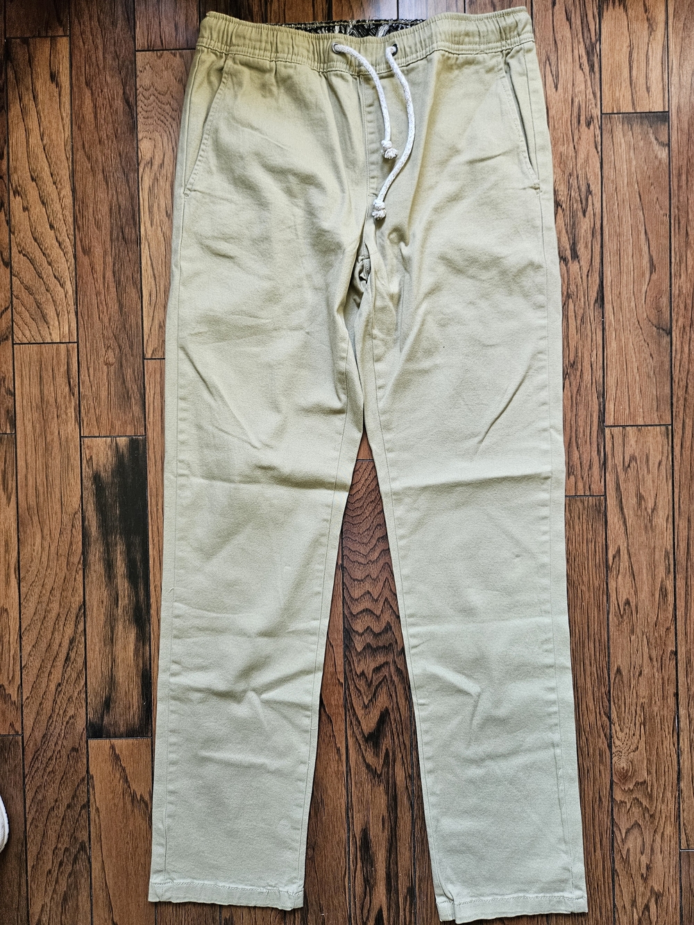 Khaki Drawstring Cotton Chinos